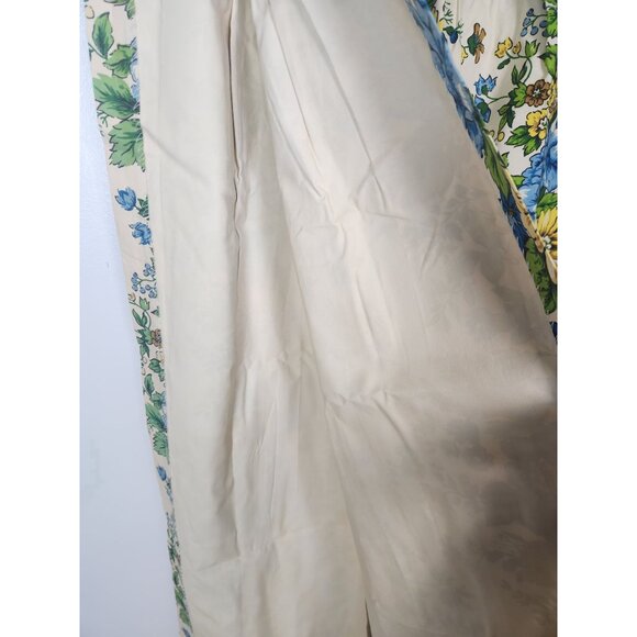 Vtg. 70's Permanent Press Drapery Floral Blue/Yellow Pinch Pleat Curtain Set - Picture 4 of 7